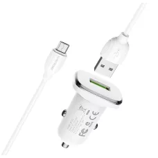 Автомобильное зарядное устройство BOROFONE BZ12A белый, с кабелем Micro 110 1/44/176 Автомобильное зарядное устройство BOROFONE BZ12A белый, с кабелем Micro 110 1/44/176