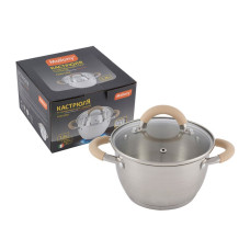 Кастрюля Fortuna, объем 1,8 л, из нерж стали с крышкой, матовый корпус, ручки с силиконом Mallony