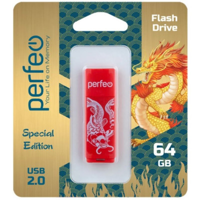 Perfeo USB флэш-диск 64GB C04 Red Koi Fish 10/100