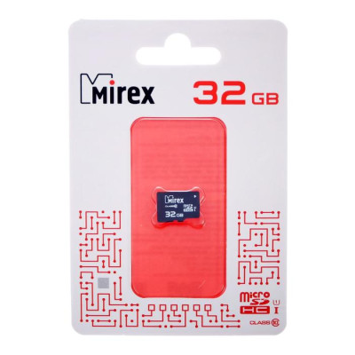 Карта памяти Card Micro 32Gb UHS-I Class 10 Mirex без адаптера 13612-MCSUHS32