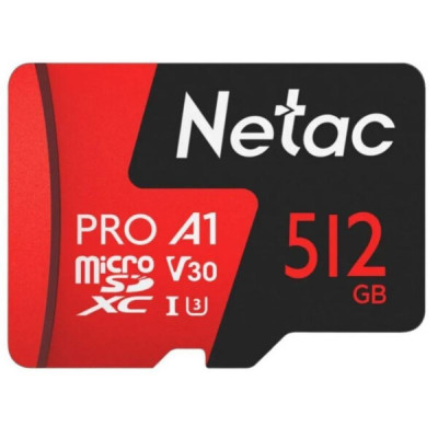 Карта памяти MicroSDXC 128GB V30/A1/C10 Netac P500 Extreme Pro с адаптером