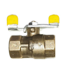 Кран шаровый муфтовый латунный КШ-15 для газа, бабочка, внутр./внутр, без покрытия ЦЕНА ▼