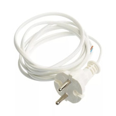 Шнур сетевой с вилкой ПВС 2x0,75мм2 1,5м б/з белый TDM 1/60