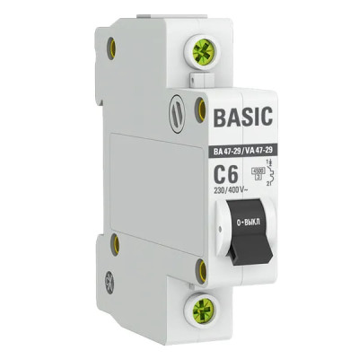 Авт. выкл. EKF ВА47-29 1P 6А 4,5кА х-ка С Basic /от 2шт