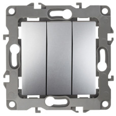 Выключатель тройной, 10АХ-250В, Эра12, 12-1107-03 ЭРА алюминий 10/100