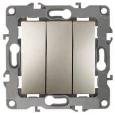 Выключатель тройной, 10АХ-250В, Эра12, 12-1107-04 ЭРА шампань 10/100 ЦЕНА▼