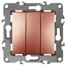 Выключатель тройной, 10АХ-250В, Эра12, 12-1107-14 ЭРА медь 10/100 ЦЕНА▼