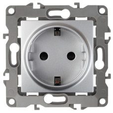Розетка 2P+E Schuko, 16АХ-250В, 12-2101-03 ЭРА Эра12, алюминий 10/100