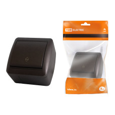 Выключатель на 2 направления 1-кл. открытой установки IP44 10А шоколад "Селигер" TDM