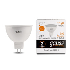 Gauss Лампа светодиодная Elementary LED11-MR16-3000K-GU5.3 850lm 220В 10/100
