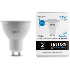Gauss Лампа светодиодная Elementary LED11-MR16-GU10-6500K-850lm 2/10/100