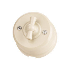 Выключатель поворотный 2-кл. с ручкой (бантик) 10А сл. кость «Виви» TDM 6/36 Выключатель поворотный 2-кл. с ручкой (бантик) 10А сл. кость «Виви» TDM 6/36