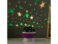Ночник-проектор "Звёздное небо", вращение, (4ААА или USB)  фиолет. 12*10 см RISALUX