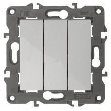 Выключатель тройной, 10АХ-250В, IP20, Эра Elegance, 14-1107-01 ЭРА белый 10/100 ЦЕНА▼