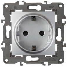 Розетка 2P+E Schuko, 16A-250В, IP20, Эра Elegance, 14-2101-03 ЭРА алюминий 2/10/100 ЦЕНА ▼