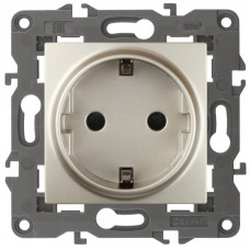 Розетка 2P+E Schuko, 16A-250В, IP20, Эра Elegance, 14-2101-04 ЭРА шампань 10/100 ЦЕНА▼