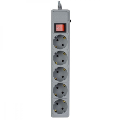 Cетевой фильтр Perfeo "REAL POWER", 1,8м, 5 розеток, 16А, 3500 Вт, тройная защита, серый /30 Cетевой фильтр Perfeo "REAL POWER", 1,8м, 5 розеток, 16А, 3500 Вт, тройная защита, серый /30