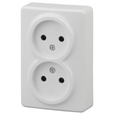 Розетка 2х2P, 16АХ-250В, ОУ, Эра Эксперт, 11-2202-01 ЭРА белый /мин.пар.2шт