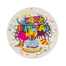 Набор бумажных тарелок "Happy Birthday" Волшебная страна 18 см, 6 шт