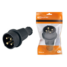 Вилка прямая каучук 3Р+РЕ 32А 380В IP44 TDM ЦЕНА▼