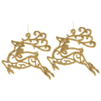 Украшение подвесное "Олень" (2шт), р: 13*14,5см, мат: пластмасса, полиэстер