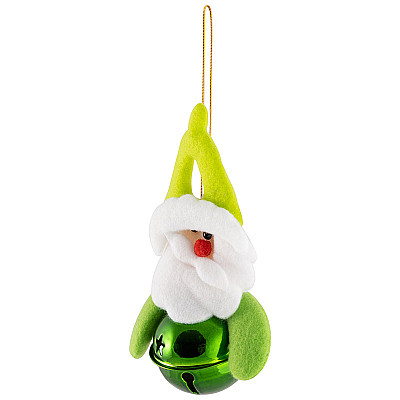 Украшение подвесное "Снеговик колокольчик", металл, пвх, 10см, цвет: зеленый, хэнгтэг