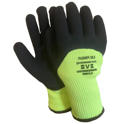 Перчатки из акрила черн. вспененн. латекс. покрыт., 10кл вязки (с внутр. ворсовым начес) (БМ ) /108