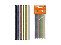 Клеевые стержни универсальные цветные с блестками, 11 мм x 100 мм, набор 6 шт, "Алмаз" TDM 1/140