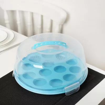 Блюдо для торта и пирожных с крышкой круглое 28 см цвет красный