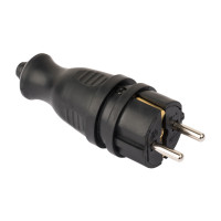 Вилка прямая EKF PROxima 2P+PE 16A 230В IP44, каучук, черная 50/300