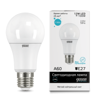 Gauss Лампа светодиодная Elementary LED12-A60-4100K-Е27 1150Лм 1/50