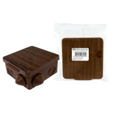 Коробка распаячная TDM ОП 100х100х55мм, крышка, "ЭКО" (венге), IP54, 8вх. инд. штрихкод /мин.пар.3шт