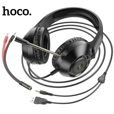 hoco наушники полноразмерные с микрофоном, проводные W108, USB+3.5, черный 1/30