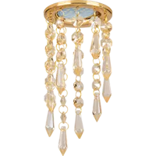 Ecola MR16 CR1001 GU5.3 Glass Стекло Круг с прод-ми хруст. на подвесе "под скос" Тонир/Золото 84x210