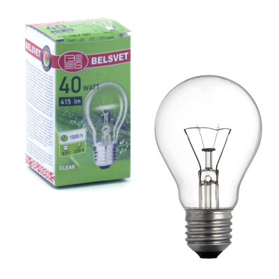 Belsvet Лампа ЛОН Б230-40-6 (в инд.упак., груша, А50, Е27, 40Вт,230В, 415Лм, прозрачная) 10/100