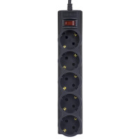 Cетевой фильтр Perfeo "POWERX", 5,0м, 5 розеток, черный /30
