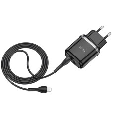 Сетевое зарядное устройство hoco N4 2USB порта черный с кабелем Lightning 1/12/12 Сетевое зарядное устройство hoco N4 2USB порта черный с кабелем Lightning 1/12/12