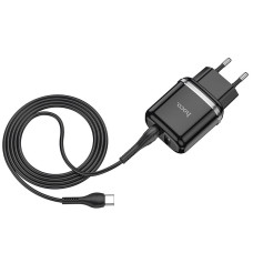 Сетевое зарядное устройство hoco N4 2USB порта черный с кабелем Type-C 1/12/12 Сетевое зарядное устройство hoco N4 2USB порта черный с кабелем Type-C 1/12/12