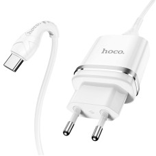 Сетевое зарядное устройство hoco N1 USB белый с кабелем Type-C 1/12/120