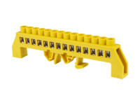 Шина "PE" "земля" в желтом изоляторе на DIN-рейку 8x12мм 14 групп TDM