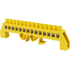 Шина "PE" "земля" в желтом изоляторе на DIN-рейку 8x12мм 14 групп TDM