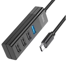 Хаб hoco HB25 4в1 Type-C - USB 3.0+USB 2.0*3 черный