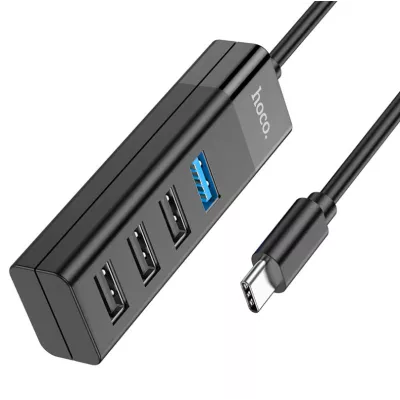 Хаб hoco HB25 4в1 Type-C - USB 3.0+USB 2.0*3 черный