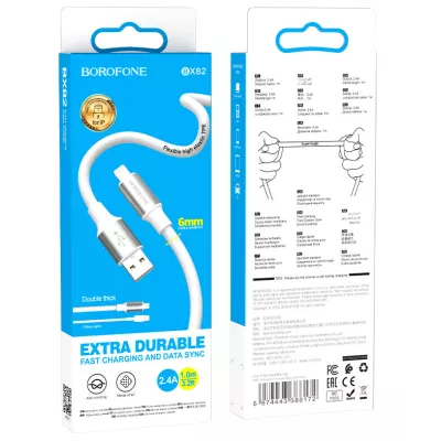 Кабель BX82 Lightning-USB PD белый, 1 метр BOROFONE 1/360 Кабель BX82 Lightning-USB PD белый, 1 метр BOROFONE 1/360