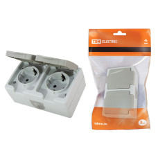 Розетка TDM открытой установки, двойная, горизонтальная 2П+3 IP54 16А "Вуокса" 5/50