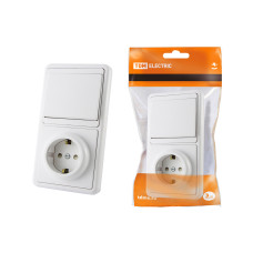 Блок комбинированный TDM БКВР 1-но кл. выкл + розетка 2П+З, с з/ш 10/120 Блок комбинированный TDM БКВР 1-но кл. выкл + розетка 2П+З, с з/ш 10/120