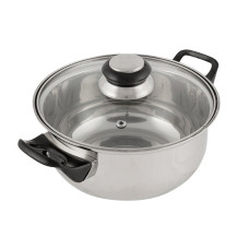 Кастрюля 2 л, из нержавеющей стали с крышкой (стекло) BAK-S-02