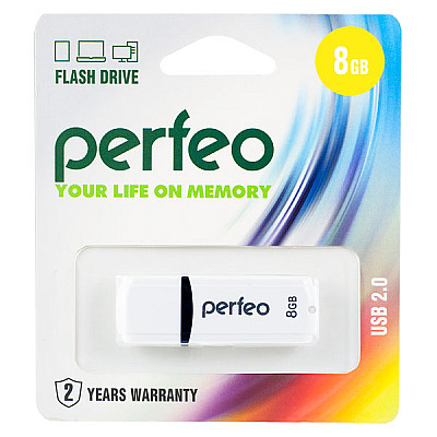 Perfeo USB флэш-диск 8GB С02 White 10/100