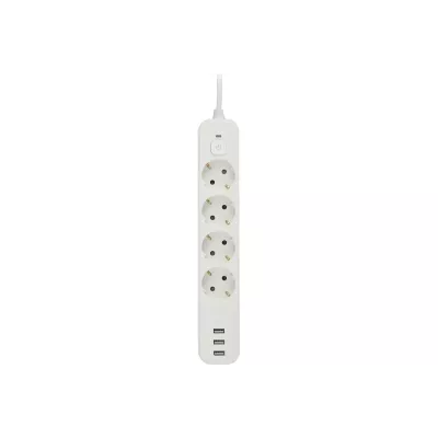 Сетевой фильтр ЭРА USF-4es-1,5m-3xUSBA-W  с ЗК с выключателем 4 розетки+3xUSBA 3,1A 1,5м 10 бел.