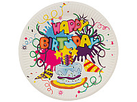 Набор бумажных тарелок "Happy Birthday" Волшебная страна 23 см, 6 шт